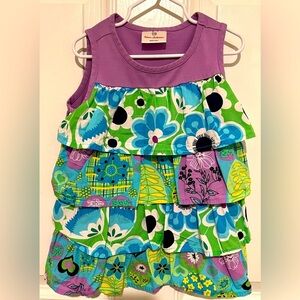 Hanna Andersson Girls Purple Blue & Green Floral Dress in Size 5 (110) 💜💚💙